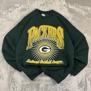 Vintage 1996 NFL Green Bay Packers Green Big Print Logo Pullover Sweater